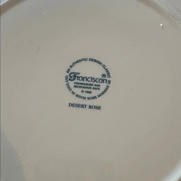 Franciscan Dessert Rose 11” Dinner Plate England Pink Floral vintage plt 5 - Picture 3 of 3